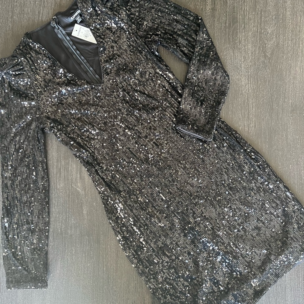 Express Sequin Color Block Faux Wrap Mini Dress - Size XS, Never worn
